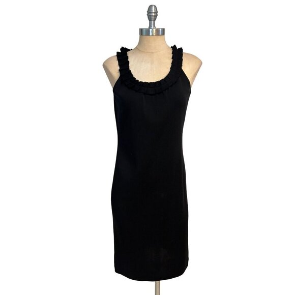 Misook Black Sleeveless Ruffle Neck Acrylic Dress XS - Picture 1 of 4